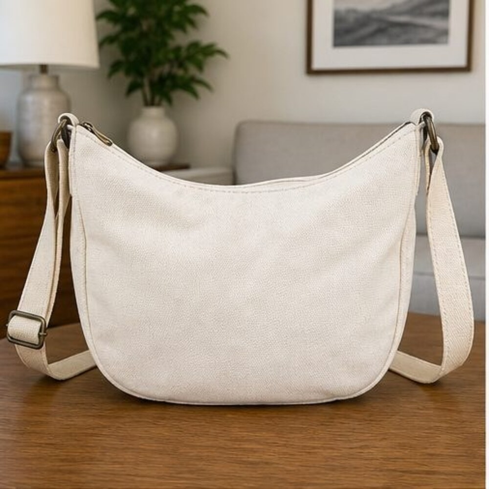 Ivory Canvas Crossbody Bag